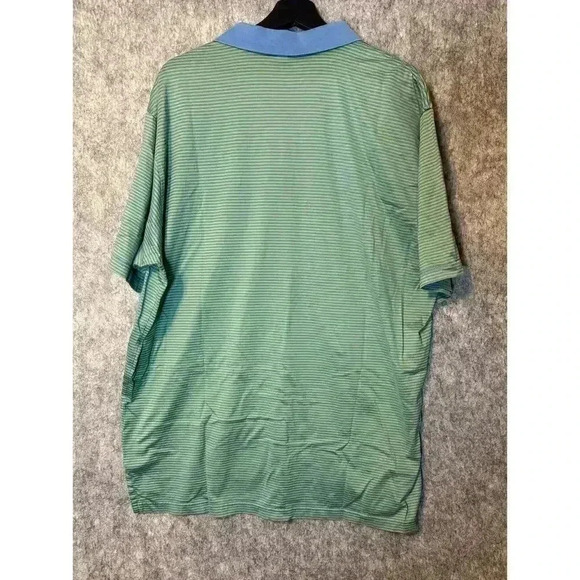 Peter Millar Cotton Green Striped Golf Polo - XXL - Picture 3 of 5